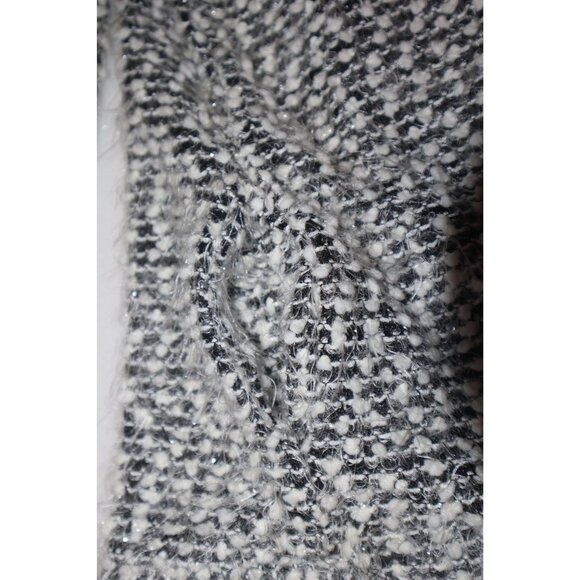 Muse Boucle Knit Cardigan Jacket Black White Textured Open Front Old Money Chic - Picture 7 of 9